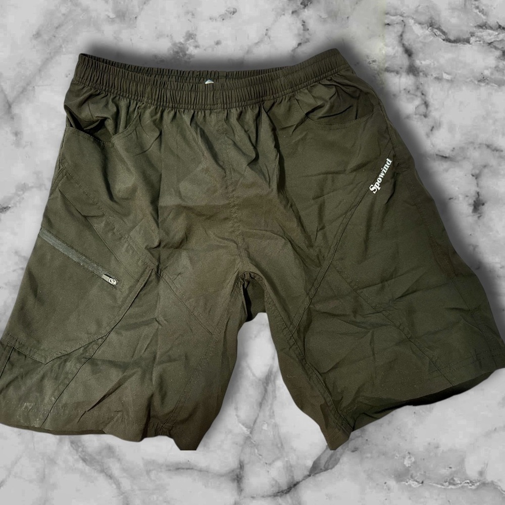 Padded Bike shorts SPOWIND Mountain bike riding men’s lined, pocket, Black NWOT - Picture 1 of 8
